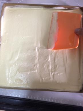 利用刮板把表面刮平，轻震几下震出大气泡