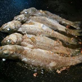  锅里放油，鲈鱼两面煎一下