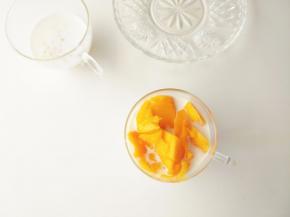 牛奶加适量蜂蜜搅匀，放上切好的芒果，倒上西米即可