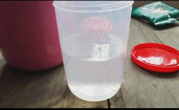 往酸奶发酵杯中倒入一半的纯净水