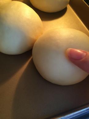 发酵至两倍大，轻按面团有弹性就代表面团发酵好了