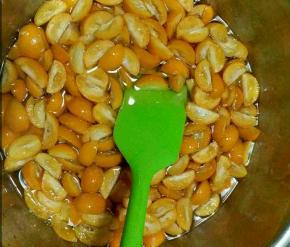 切好的金桔放进糖水开始煮