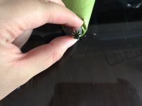 我用的八齿星花嘴，夹馅可以挤出花纹。也可以用圆形花嘴。