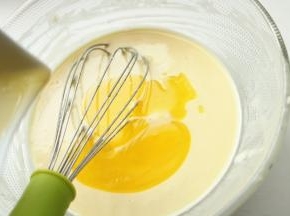 黄油微波炉加热30秒，晾凉后加入面糊内。