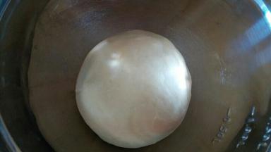 面团团圆，放入不锈钢盆，覆盖保鲜膜进行发酵。。发至2到2.5倍大即可