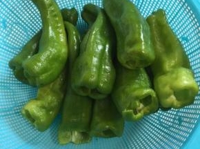 薄皮青椒去蒂去籽清洗干净后擦干水分备用！
