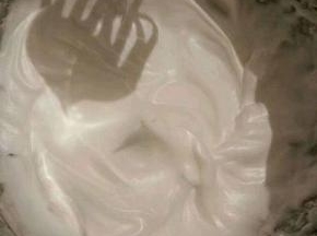  将蛋白打发到干性发泡的状态（提起打蛋器后，蛋白拉出直立的尖角）。就可以了！