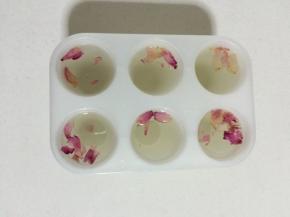 把晾凉的冰糖蜂蜜水倒进模具中！不要倒的太满，9分满即可！

