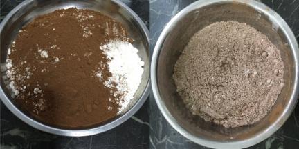 可可粉和低筋面粉混合均匀