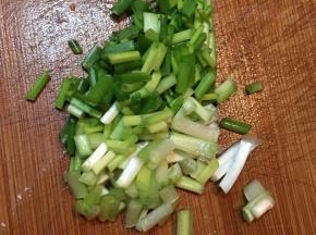 香葱切小段。