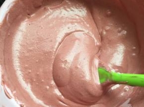 取一半蛋白和蛋糊用翻拌、切拌的手法拌匀，不能画圈圈，以免消泡 5再把剩下的蛋白和蛋糊翻拌均匀，打开烤箱，实际温度170度预热5分钟