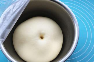 盖保鲜膜发酵至两倍大。