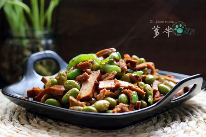 香干毛豆炒肉丝
