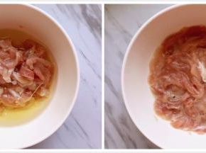用料酒，淀粉，蛋清腌制1个小时