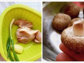 所需食材清洗干净，香菇选肥肥的，大小均衡的，放水里泡5分钟