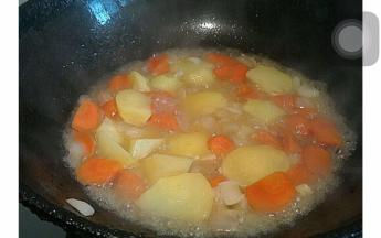 加入没过胡萝卜土豆的清水  炖15分钟左右