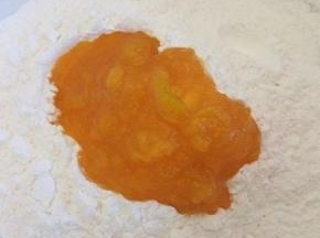  放入糯米粉一起，