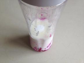 另取15克火龙果、10克糖、100克酸奶搅打