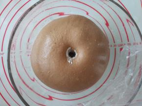 发酵至2-2.5倍大，手指蘸干粉，在面团中间戳洞，从口不回缩不塌陷，即是发酵好了；如果很快回缩，说明还没发到位；如果戳完洞，面团塌陷了，说明发过了。