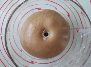 发酵至2-2.5倍大，手指蘸干粉，在面团中间戳洞，从口不回缩不塌陷，即是发酵好了；如果很快回缩，说明还没发到位；如果戳完洞，面团塌陷了，说明发过了。