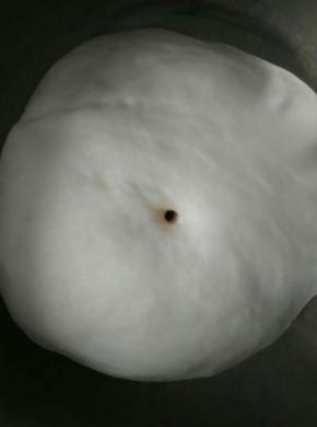 发酵至二倍大时，面团不回缩不踏陷即可