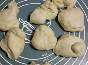 发酵好后取出面团，排气后分成8等份