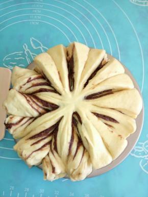 分成16等份以后，然后把两份像图片中这样向里或向外扭一下收口就可以。