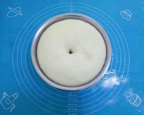 发酵好的面团，大约原来的二倍大，用手指沾面粉，戳个小洞，不回缩不塌馅就说明发酵成功