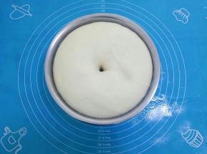 发酵好的面团，大约原来的二倍大，用手指沾面粉，戳个小洞，不回缩不塌馅就说明发酵成功
