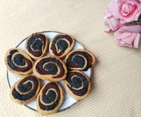 看看豆沙黑芝麻双色年轮饼干，颜值高吧？