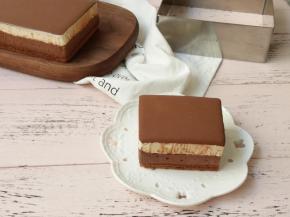 取出冷冻好的慕斯，用热毛巾敷在模具四周即可脱模。