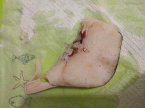 将鳕鱼排用厨房纸巾吸去水分。