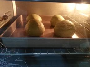放入烤箱发酵，下面放一盆水