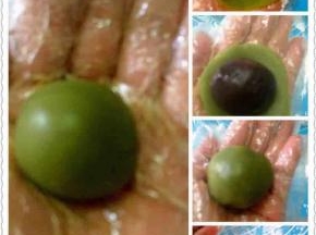 这是绿茶桃山皮月饼。