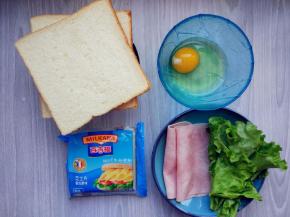 准备好奶酪片和其他食材