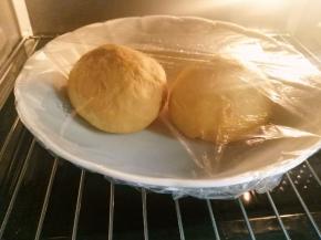 放烤箱发酵20分钟左右，发酵到原来的两倍左右，发酵好的明显鼓起来