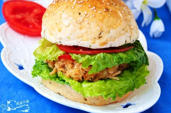 裙带菜素肉汉堡