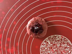 红色面团包入事先切碎的蔓越莓干。