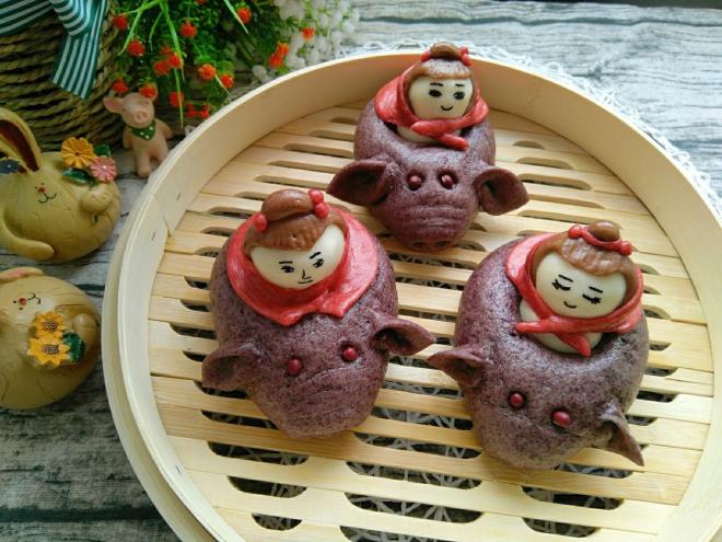 趣味猪八戒背媳妇花样馒头