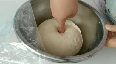 手指戳一个洞，不变形即可，发酵好。