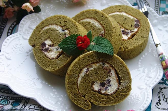 抹茶蜜豆蛋糕卷