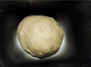取出搅拌叶，面团放入面包机中，盖上盖，室内进行基础发酵。