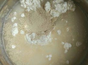 中种材料全部混合用刮刀拌匀，盖上保鲜膜常温发酵1小时后，放入冰箱冷藏一夜，可以提前一天做好。