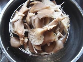 蘑菇洗净撕成小块，控干水份，加少许盐腌十分钟