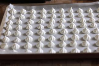 在烤盘上均匀挤出花型，最好大小一致哈。