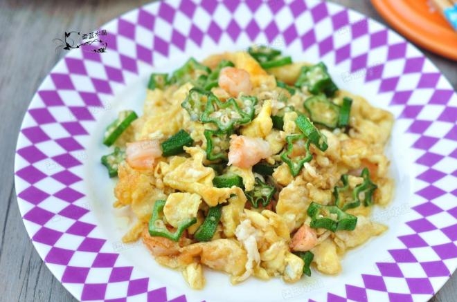 秋葵虾仁炒蛋