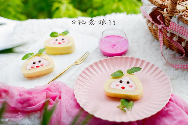粉粉桃子卷 卡通蛋糕卷