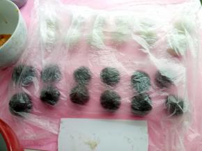 分好豆沙，豆沙我外面买的。