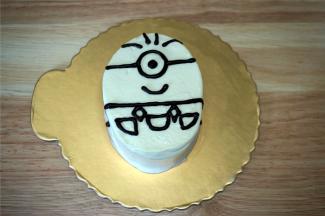 然后用融化了的巧克力描出轮廓。