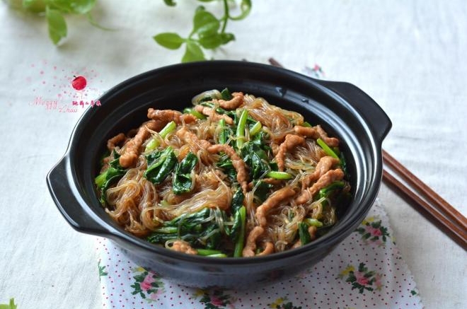 肉丝菠菜粉丝